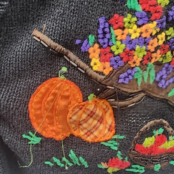 🌽🎃 Bobbie Brooks vintage plus Fall Thanksgiving embroidery beaded sweater vest - Picture 5 of 15